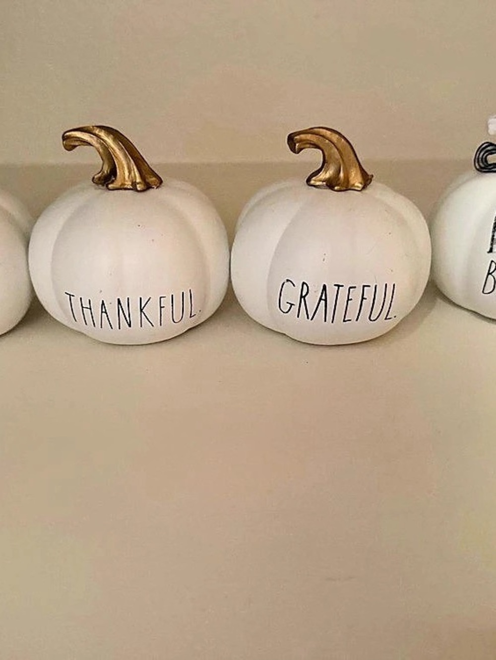 Rae Dunn Thanksgiving Mini Pumpkin Decor Set (Gather, Thankful, Grateful, Blesse
